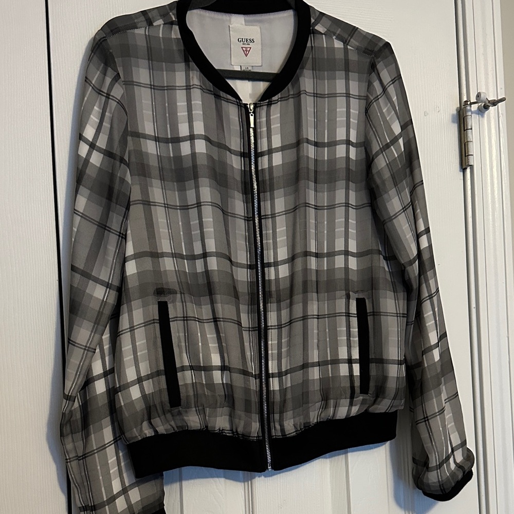 GUESS Women's Plaid Shirt in Black and Gray